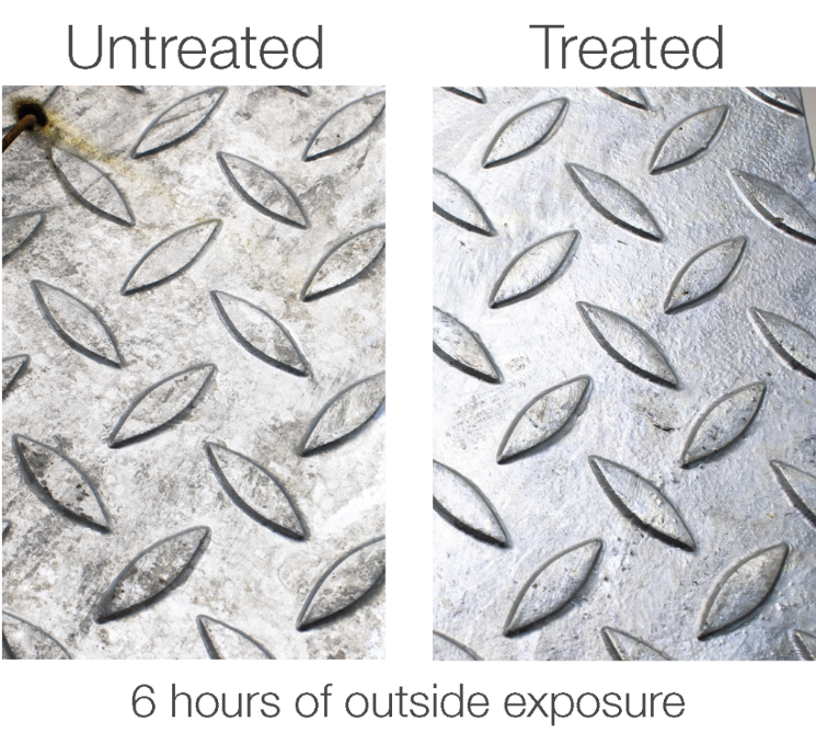 Comparison of treated and untreated surfaces